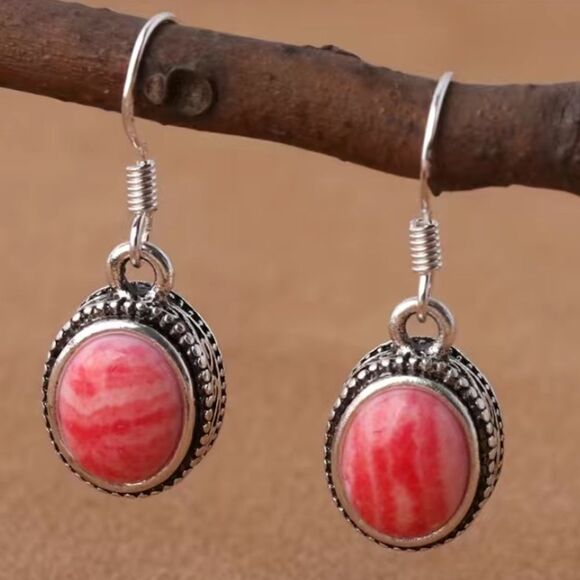 Jewelry - ✨🆕✨ Delicate Red Pink Inspired Rhodolite Lapis Decor Stones Dangle Earrings✨
